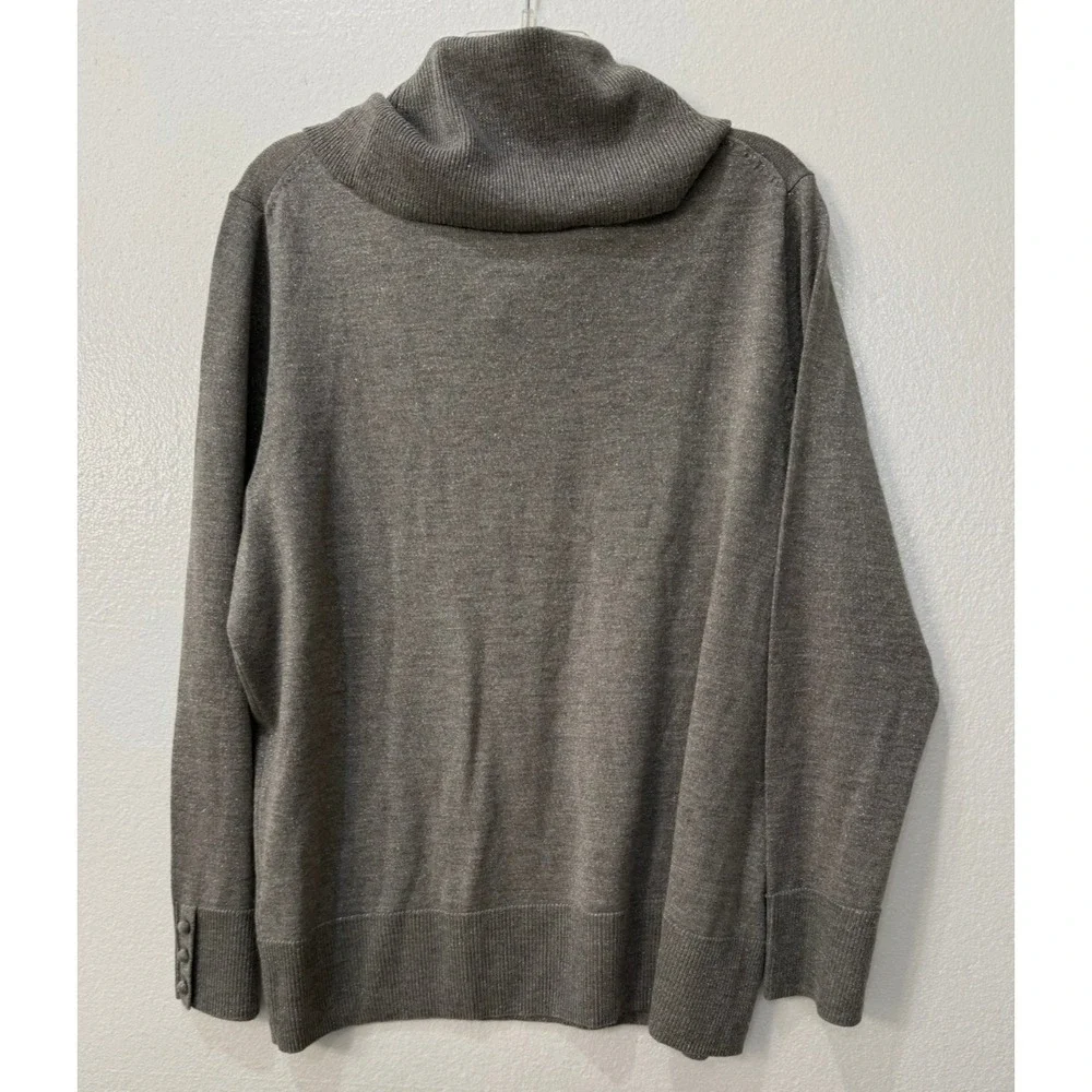 Talbots Plus 2X Silver Metallic Sparkle‎ Cowl Neck Sweater